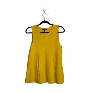 Ann Taylor Yellow Pleated Heavyweight Knit Sweater Tank Top Small Women’s